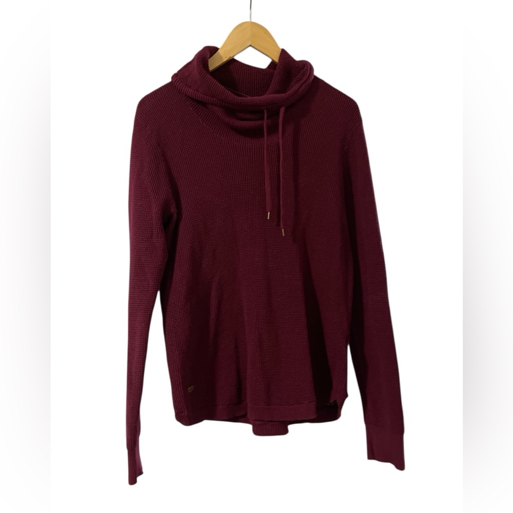 NWOT Lauren Ralph Lauren Burgundy Cowl Neck Waffleknit Sweater